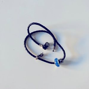 Double Black Leather Pandora Bracelet